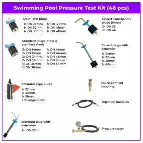 48pcs Pool Pressure Test Kit – Leak Detection | Fluotracking